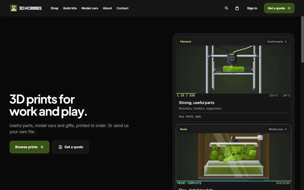 Laptop-இல் 3D Hobbies website