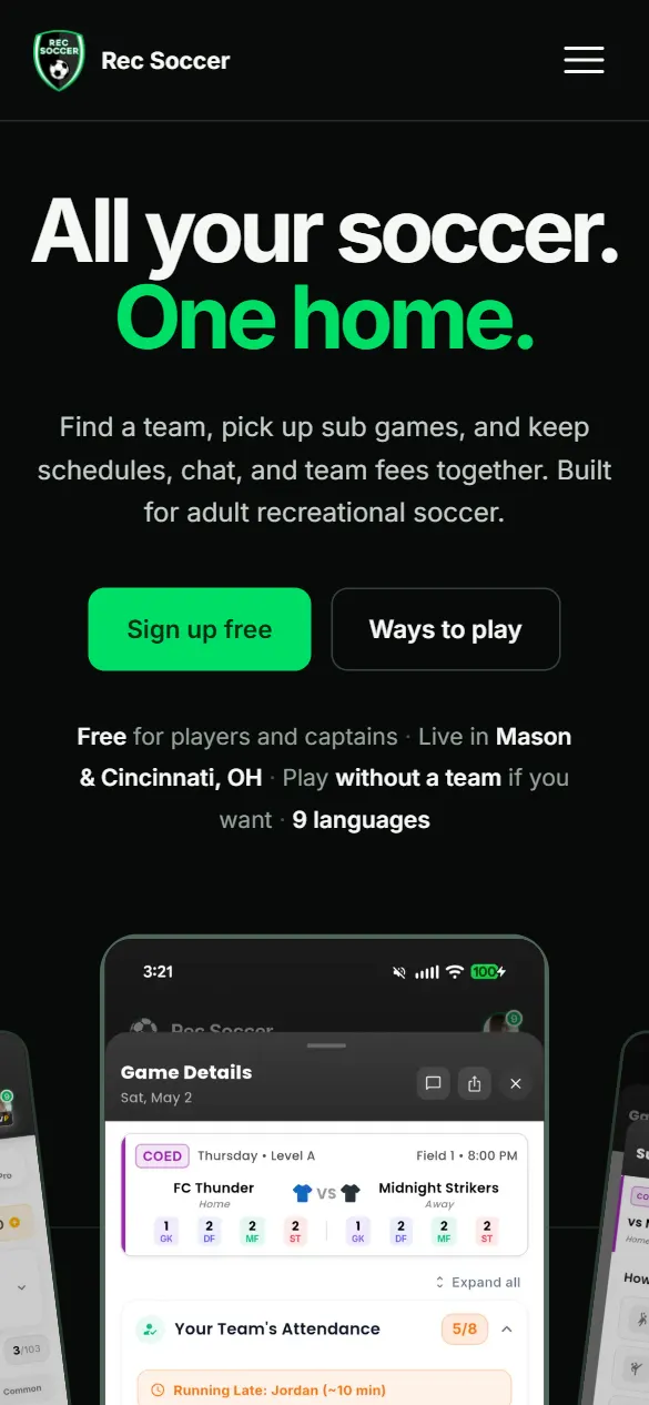 Phone-இல் Rec Soccer